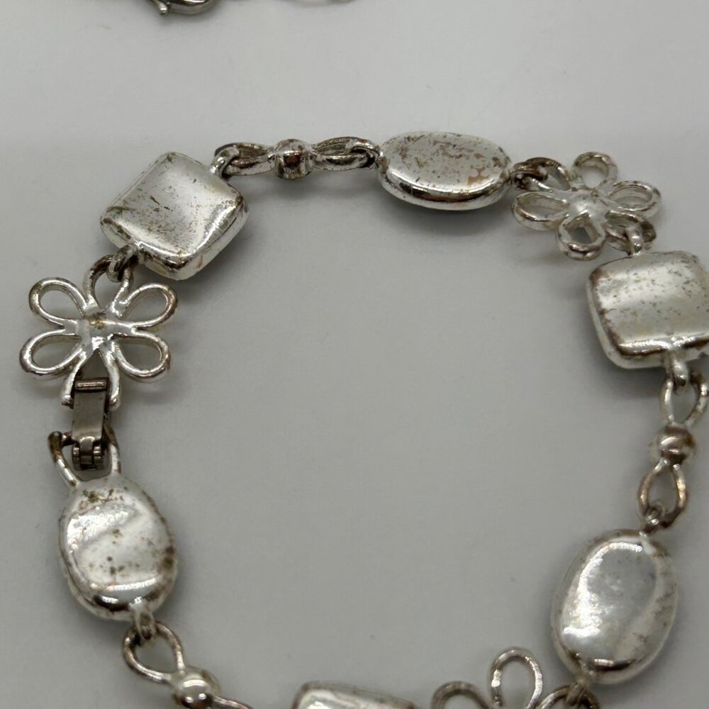 Multi Color Link Chocker Necklace & Bracelet Set Silver Setting With Multi Color - Picture 16 of 16